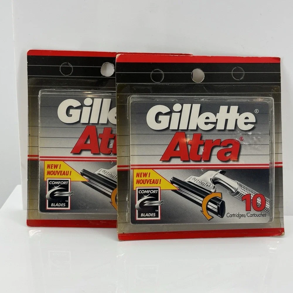 VTG Gillette Atra Razor Cartridges 20‎ Total Twin Blades 2 Refill Packs NOS 1995